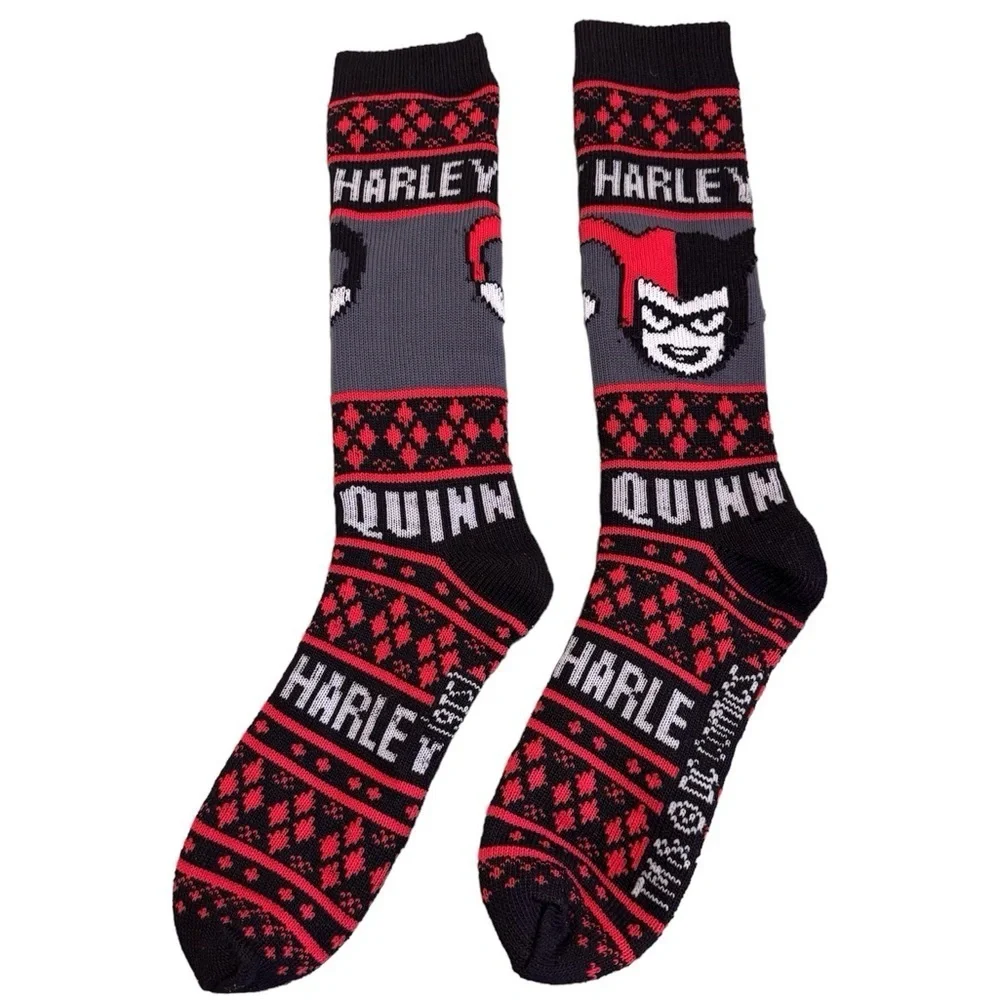 DC Comics Harley Quinn Socks in Red Gray Black OS